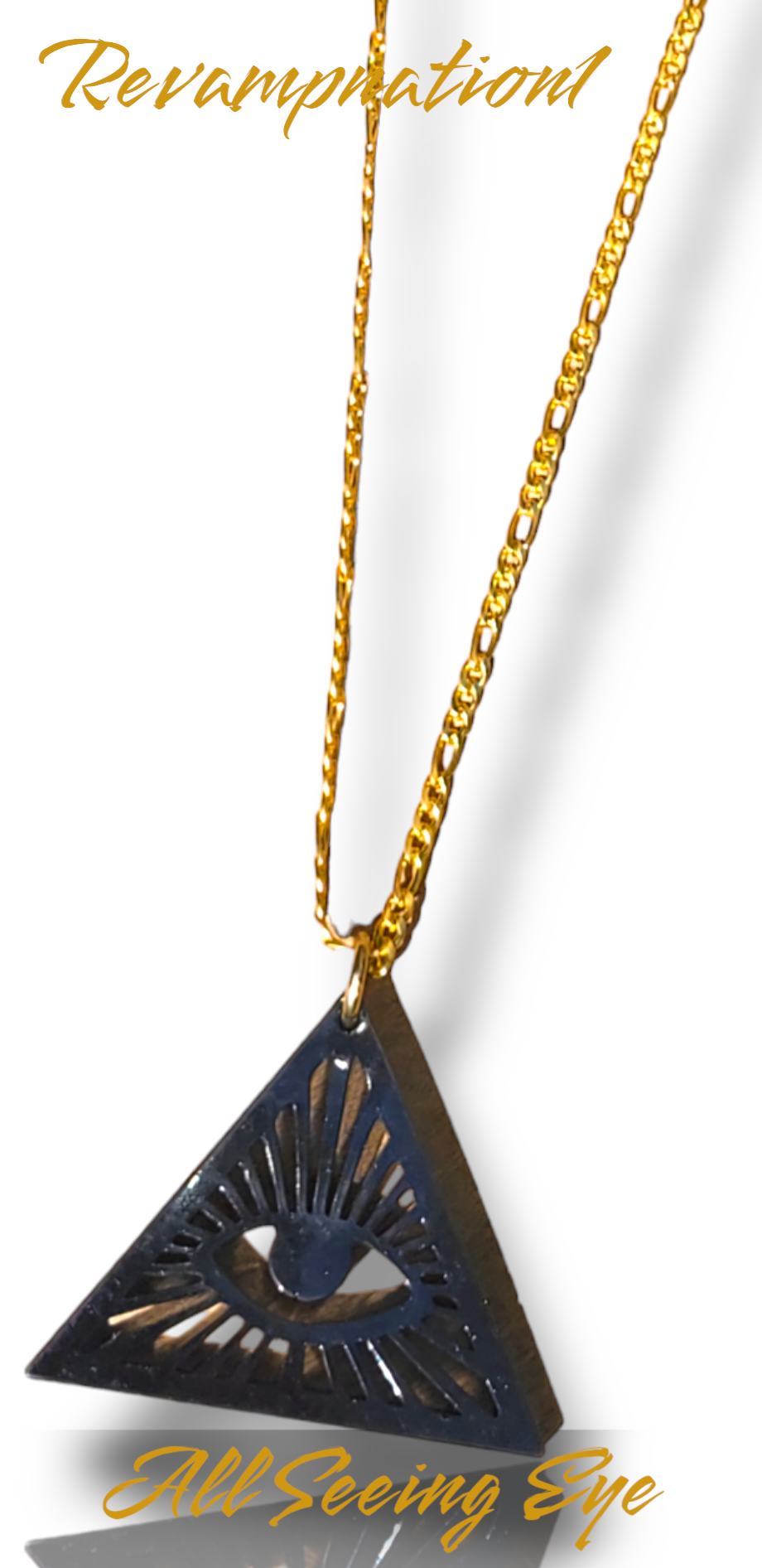 18k Gold Plated Stainless Steel Figaro Necklaces with Resin Charm