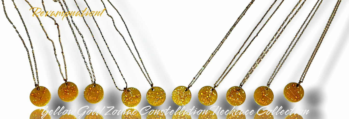 Yellow Gold Zodiac Constellation Necklace Collection - Revampnation1 LLC