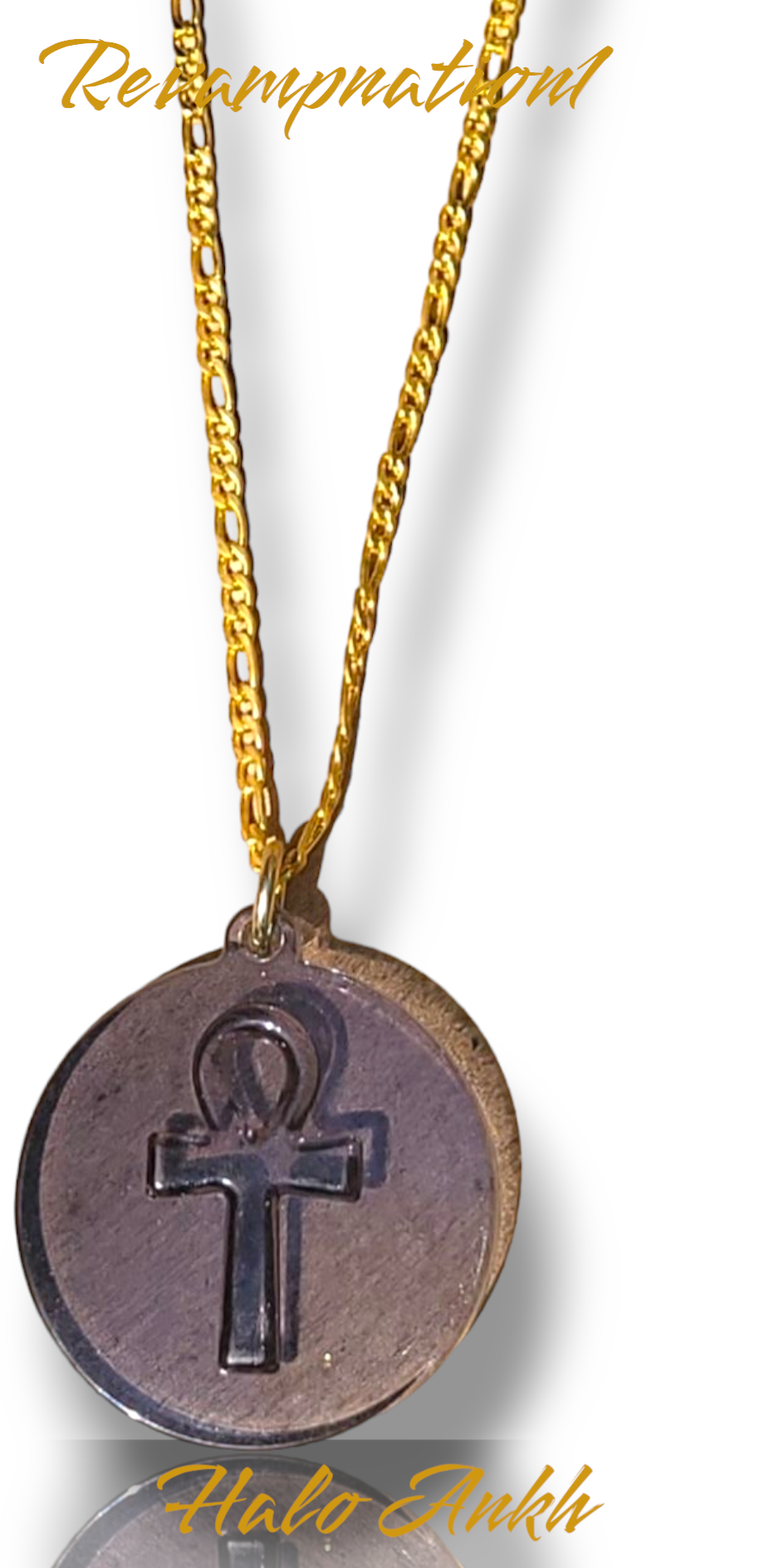 18k Gold Plated Stainless Steel Figaro Necklaces with Resin Charm